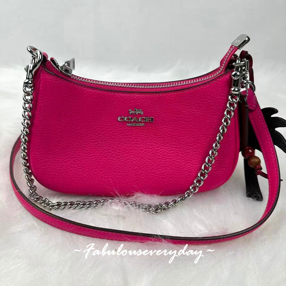 Coach Teri Mini Crossbody Bag With Palm Tree Charm CBG80 Dragon Fruit Pink NWT - Picture 1 of 12